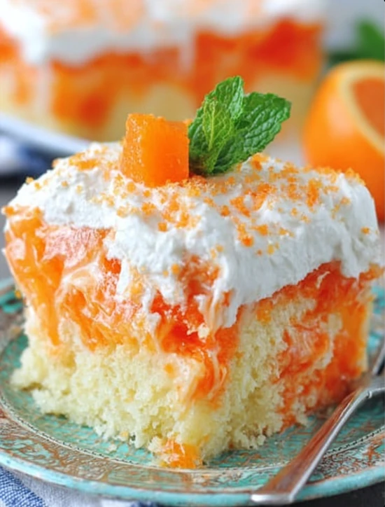 Easy Orange Dreamsicle Cake — one-pan dessert bursting with orange & cream flavor