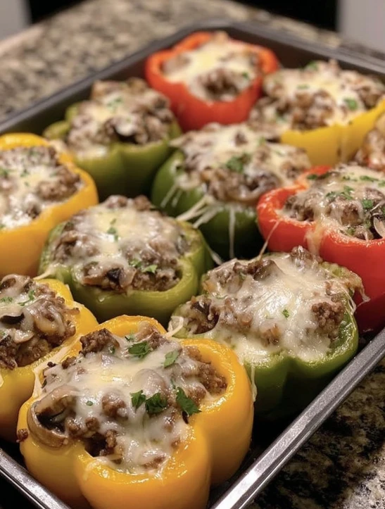 Easy Philly Cheesesteak Stuffed Peppers Recipe Low Carb Philly Cheesesteak Stuffed Peppers Keto Philly Cheesesteak Stuffed...