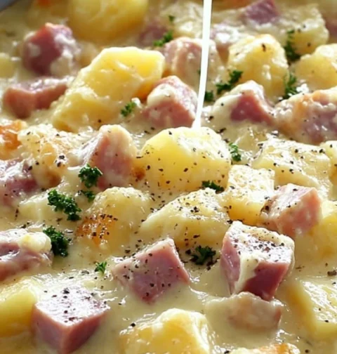 Easy Slow Cooker Ham And Potato Casserole Recipe Best Ham And Potato Casserole Slow Cooker Slow Cooker Ham And Potato Cass...