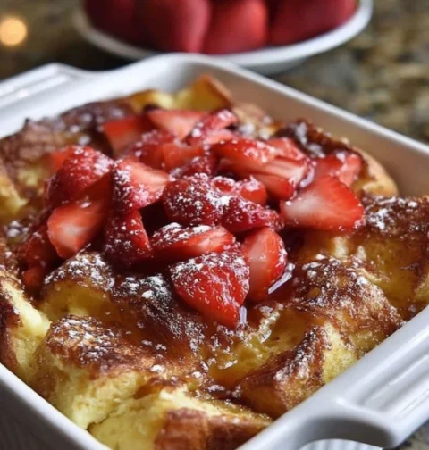 Easy Warm Strawberry French Toast Bake Homemade Strawberry French Toast Casserole Warm Homestead Strawberry Toast Recipe B...