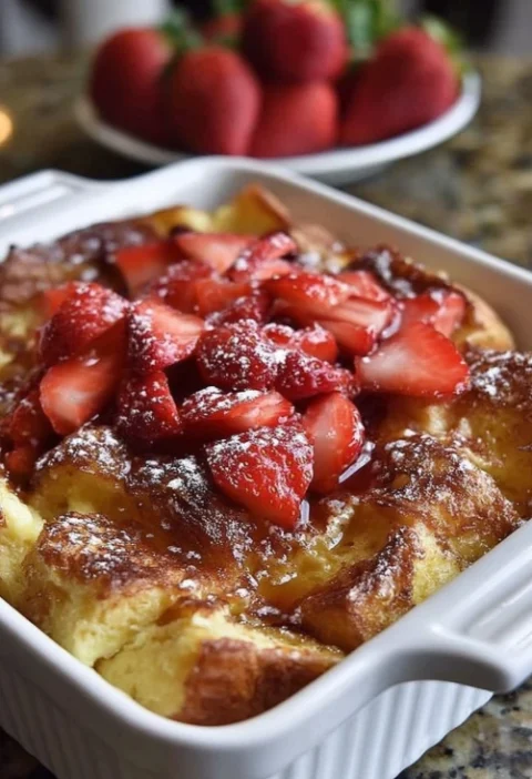 Easy Warm Strawberry French Toast Bake Homemade Strawberry French Toast Casserole Warm Homestead Strawberry Toast Recipe B...