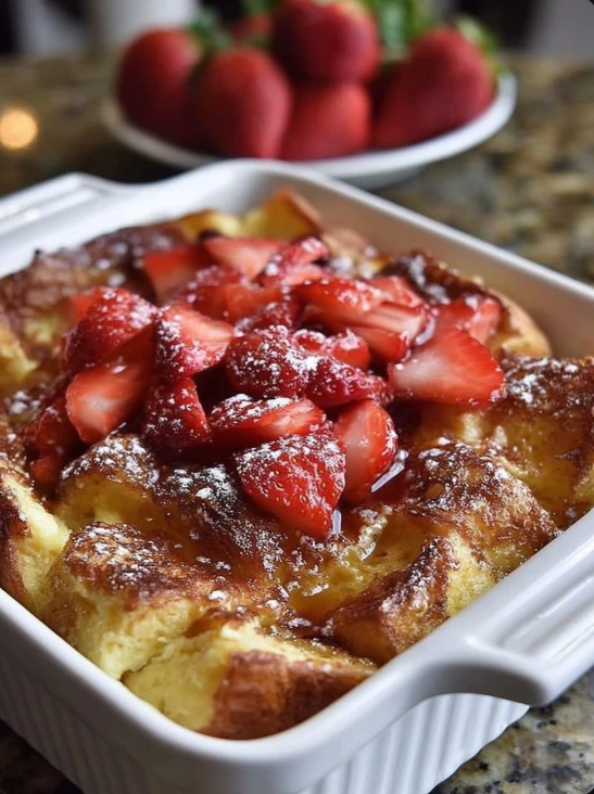 Easy Warm Strawberry French Toast Bake Homemade Strawberry French Toast Casserole Warm Homestead Strawberry Toast Recipe B...