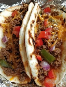 HAMBURGER PEPPERS AND ONION GYROS