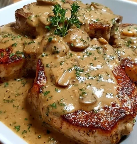 One-pan Smothered Pork Chops Recipe Easy Smothered Pork Chops Dinner Hearty Pork Chops One-skillet Meal Weeknight One-pan ...