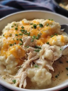 One-Pot Chicken & Dumplings with veggies, chicken & cloud-like dumplings