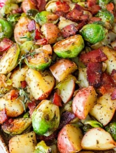 rosemary bacon brussels sprouts & new potatoes