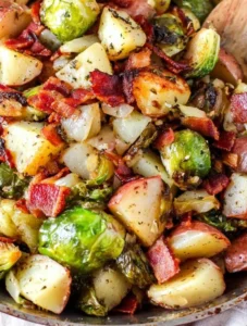 rosemary bacon brussels sprouts & new potatoes