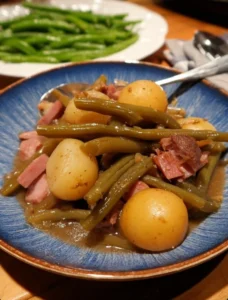 Slow Cooker Green Beans, Ham and Potatoes