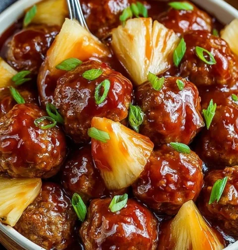 Slow Cooker Pineapple BBQ Meatballs Recipe Easy Pineapple Barbecue Meatballs Slow Cooker Best Slow Cooker Pineapple Meatba...
