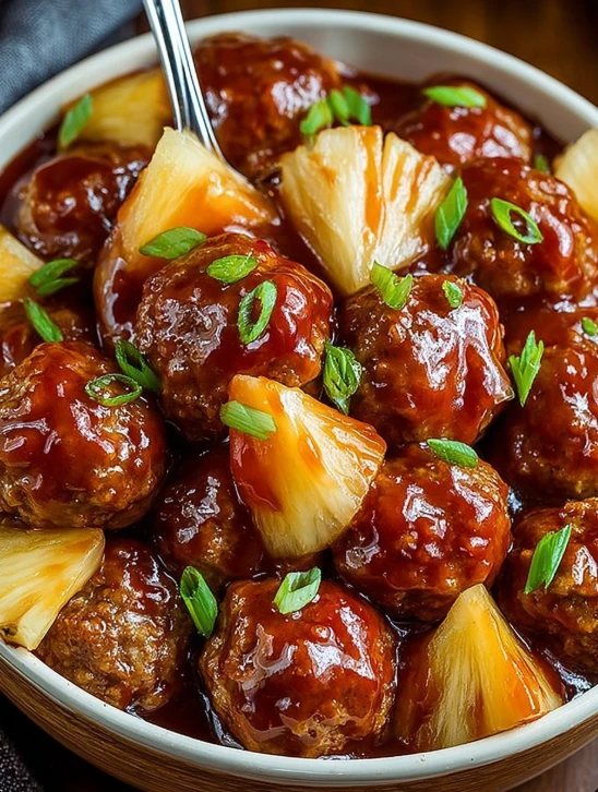Slow Cooker Pineapple BBQ Meatballs Recipe Easy Pineapple Barbecue Meatballs Slow Cooker Best Slow Cooker Pineapple Meatba...