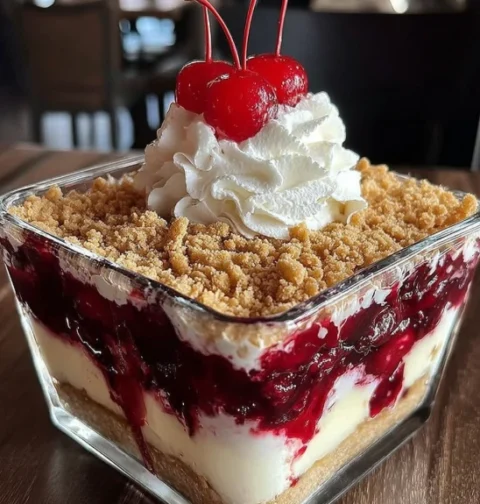 Southern-style Cherry Cheesecake Lush Recipe Homemade Southern Cherry Cheesecake Lush Best Ingredients For Cherry Cheeseca...