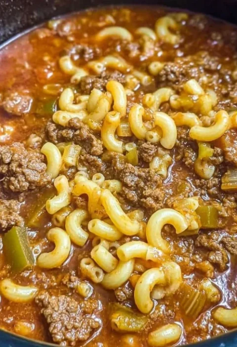 Sunday-style Beef And Macaroni Soup Recipe Homemade Beef And Macaroni Soup Hearty Beef Soup With Macaroni Slow Cooker Beef...
