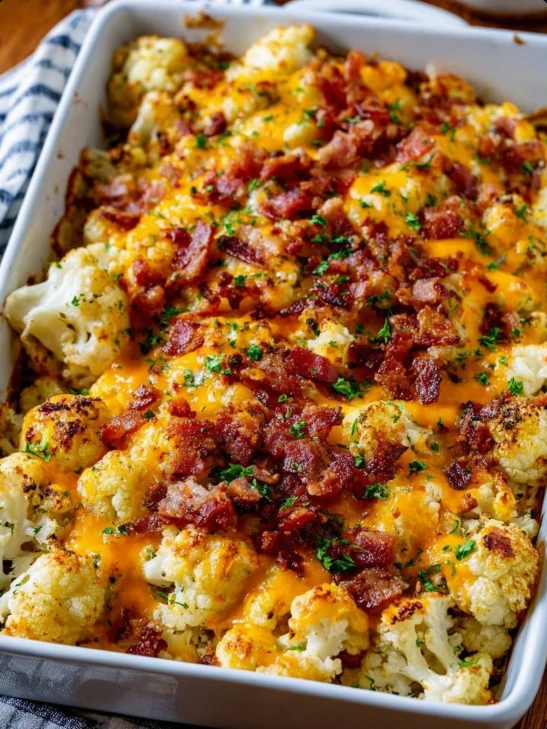 4-Ingredient Low Carb Loaded Cauliflower Bake