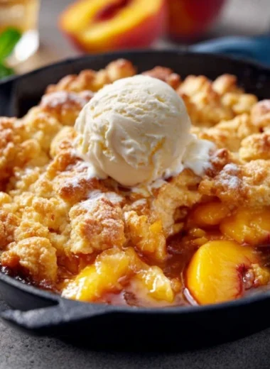 4ingredient Southern Skillet Peach Cobbler