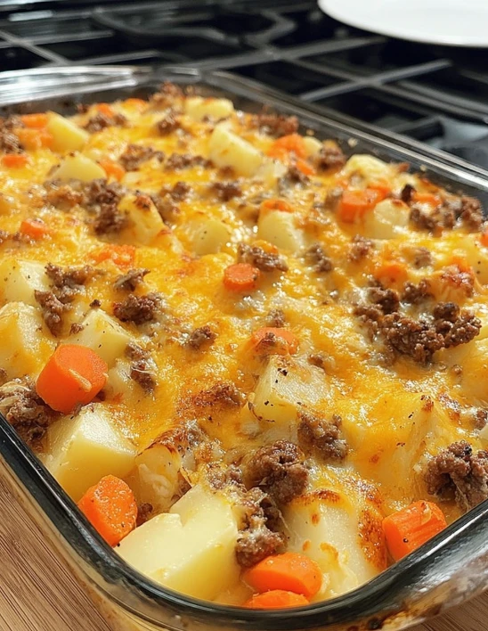 Amish Hamburger with Fall Veggies Bake