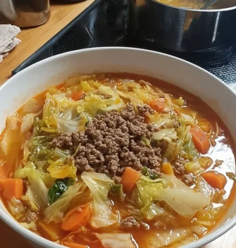 Aunt Millie’s Cabbage Soup Recipe Sunday Table Hamburger Cabbage Soup Aunt Millie’s Beef Cabbage Soup Low-calorie Hamb...