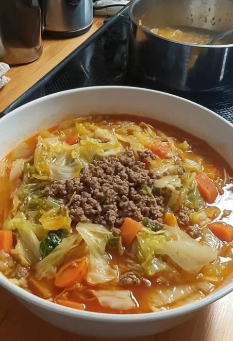 Aunt Millie’s Cabbage Soup Recipe Sunday Table Hamburger Cabbage Soup Aunt Millie’s Beef Cabbage Soup Low-calorie Hamb...