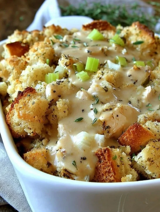 Aunt Millie’s Sunday-Table Chicken and Dressing Casserole