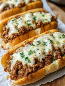 Retro 1950s Diner Cheesy Sloppy Joe Garlic Bread