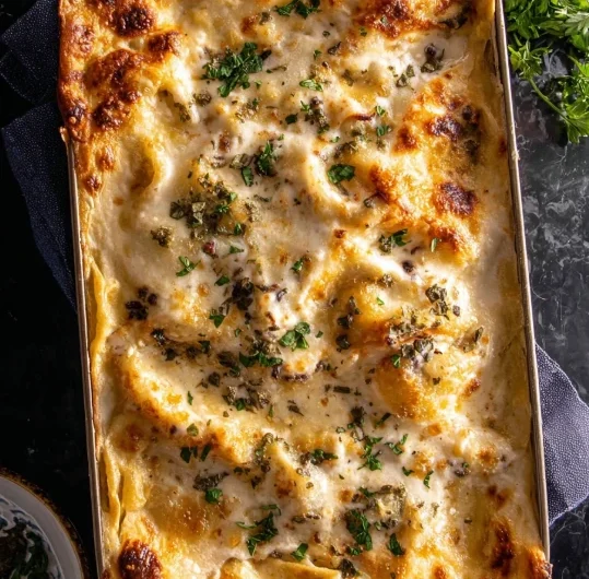 Brown Butter Pesto Spinach Souffle Lasagna