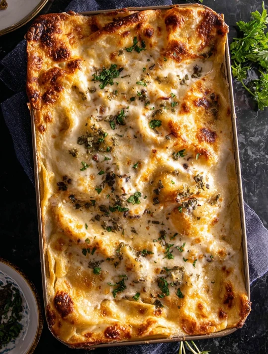 Brown Butter Pesto Spinach Souffle Lasagna