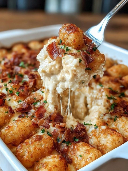 Chicken Bacon Ranch Tater Tot Casserole