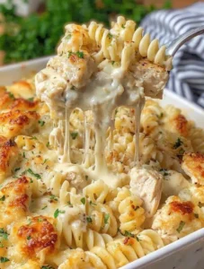 Church-Supper Garlic Parmesan Chicken Pasta Bake