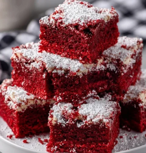 Easy 3-ingredient Red Velvet Truffles Quick Red Velvet Truffle Squares Recipe Homemade Red Velvet Truffle Bars 3-ingredien...