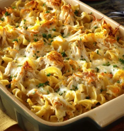Easy 4-ingredient Chicken Noodle Bake Quick Chicken Noodle Casserole Recipe Best Simple Chicken Bake With Noodles How To M...