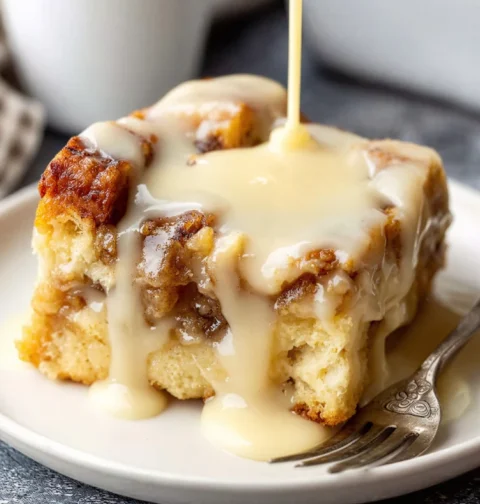 Easy Classic Bread Pudding Recipe Best Vanilla Sauce For Bread Pudding Homemade Bread Pudding With Vanilla Sauce Simple Wa...