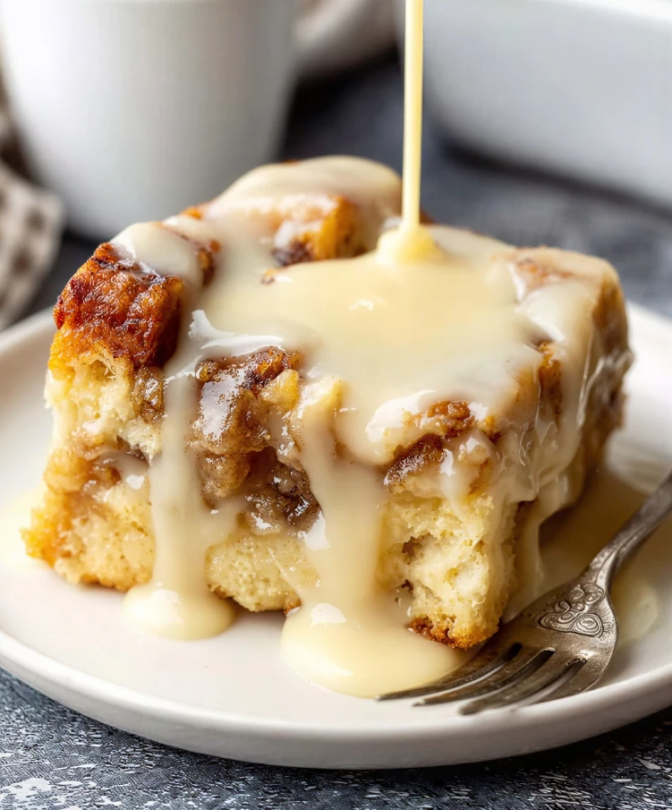 Classic Bread Pudding Recipe with Warm Vanilla Sauce
