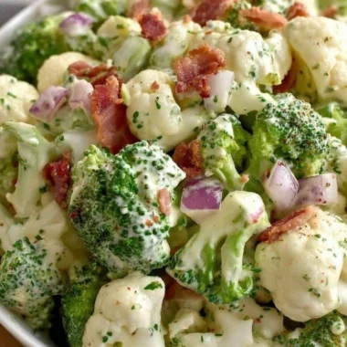 Creamy Broccoli Cauliflower Salad