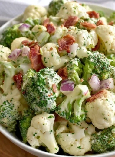 Creamy Broccoli Cauliflower Salad