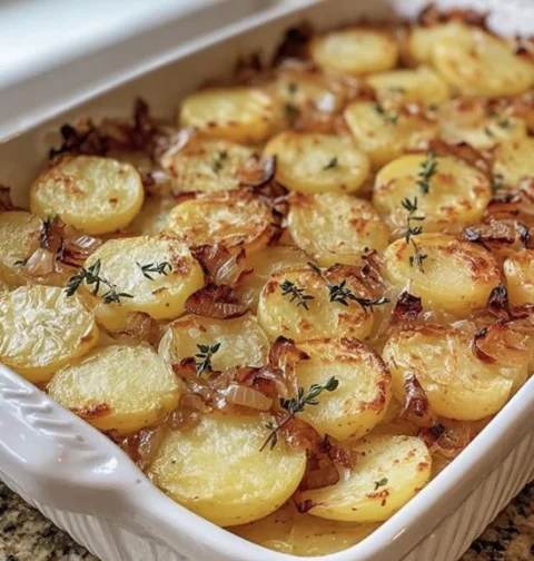 Easy French Onion Potato Bake Recipe Homemade Cozy Homestead Potato Bake Best French Onion Potato Casserole Cheesy Onion P...