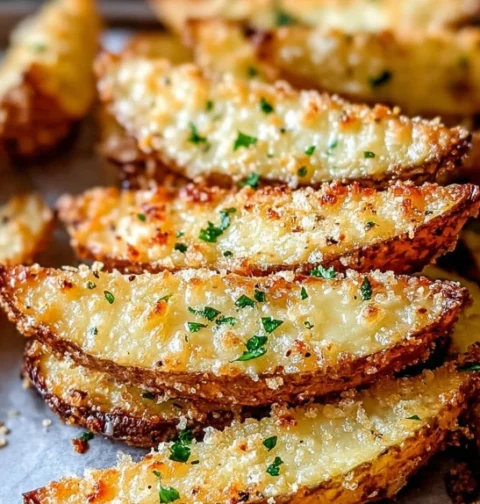 Easy Garlic Parmesan Potato Wedges Recipe Homemade Baked Potato Wedges With Parmesan Best Garlic Parmesan Potato Wedges Ov...