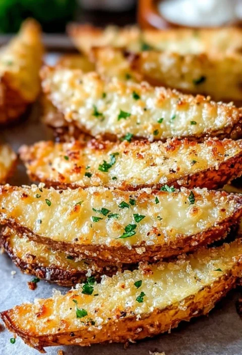 Easy Garlic Parmesan Potato Wedges Recipe Homemade Baked Potato Wedges With Parmesan Best Garlic Parmesan Potato Wedges Ov...