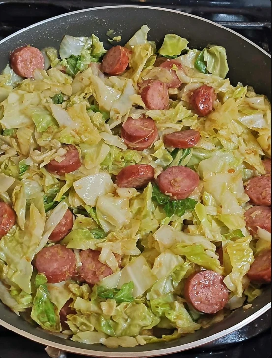 Fried cabbage with bacon and onion recipe
