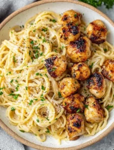 Garlic Butter Chicken Bites with Savory Parmesan Linguine