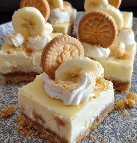 Grandma’s Banana Pudding Cheesecake Recipe Easy Banana Cheesecake Squares Classic Banana Pudding Cheesecake Squares How ...