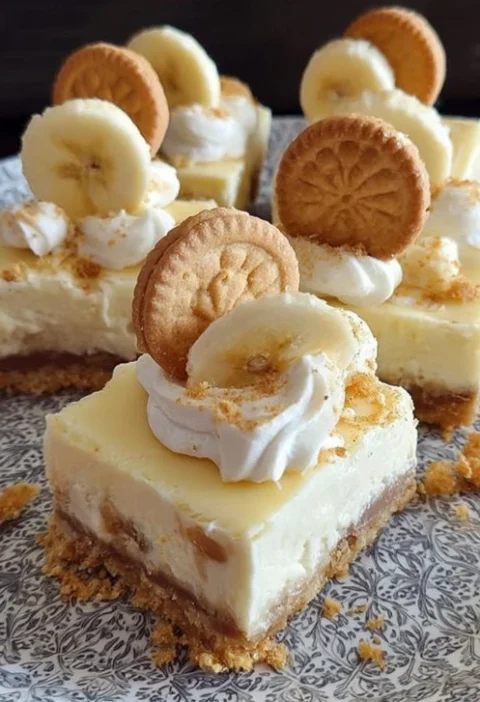 Grandma’s Banana Pudding Cheesecake Recipe Easy Banana Cheesecake Squares Classic Banana Pudding Cheesecake Squares How ...