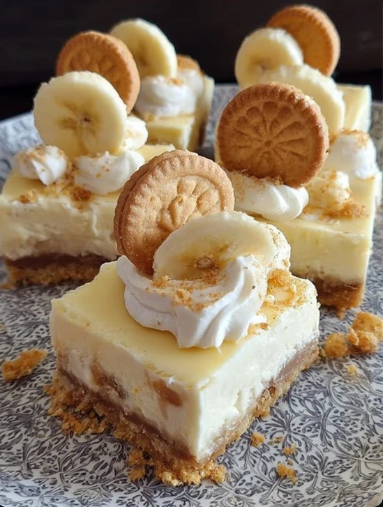 Grandma’s Banana Pudding Cheesecake Recipe Easy Banana Cheesecake Squares Classic Banana Pudding Cheesecake Squares How ...