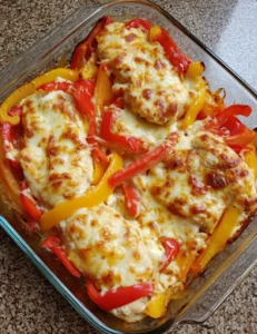 Low Carb Cheesy Chicken and Bell Pepper Bake