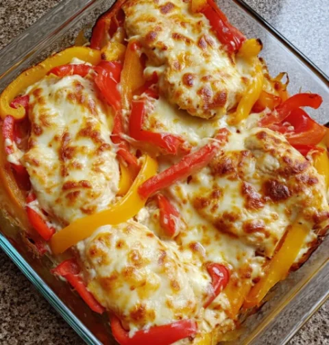 Low Carb Cheesy Chicken Bell Pepper Bake