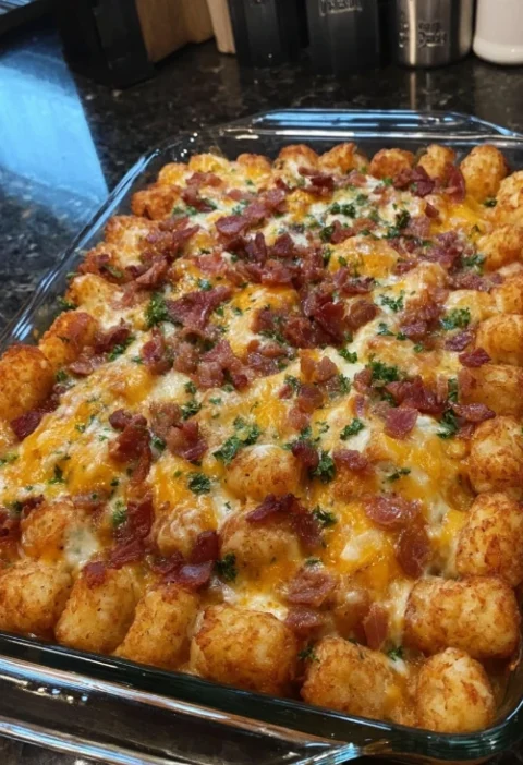 Nana's Homemade Tator Tot Casserole Recipe Easy Classic Tator Tot Casserole Best Tator Tot Casserole Family Recipe Traditi...