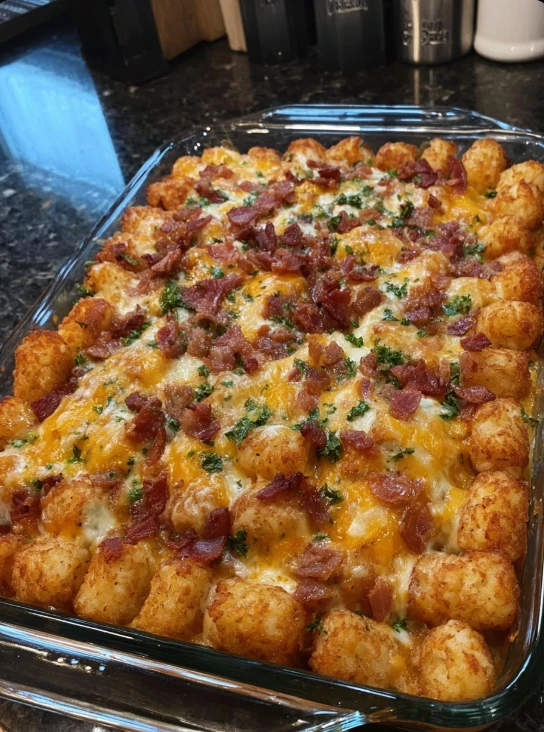 Nana's Homemade Tator Tot Casserole Recipe Easy Classic Tator Tot Casserole Best Tator Tot Casserole Family Recipe Traditi...