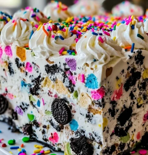 Nobake Funfetti Oreo Icebox Cake
