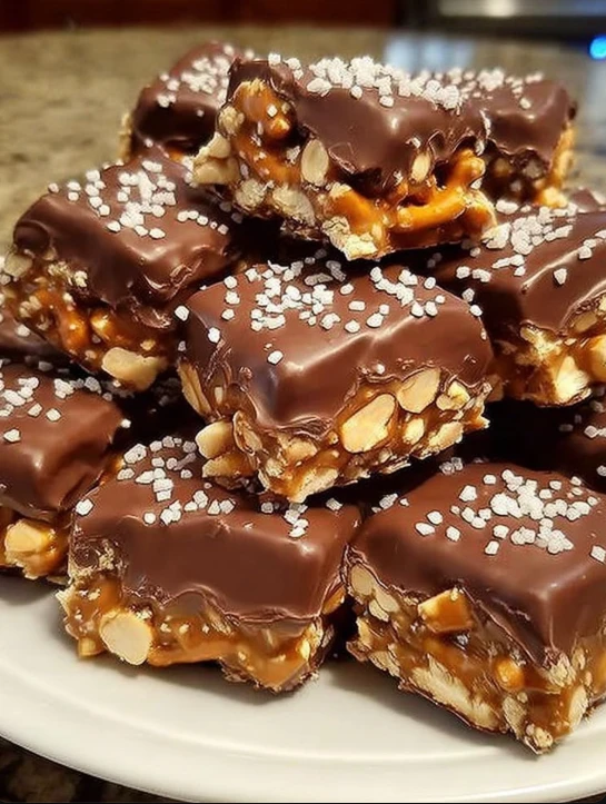 No Bake Peanut Butter Bars with Pretzels