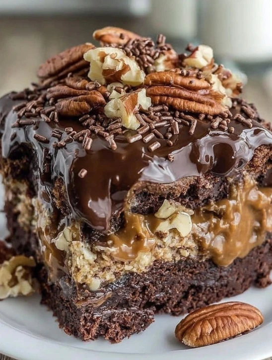 Oldfashioned Family German Chocolate Poke Cake