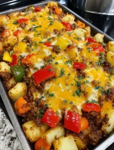 Oven Baked Cheesy Beef and Potato Casserole