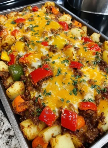 Oven Baked Cheesy Beef Potato Casserole